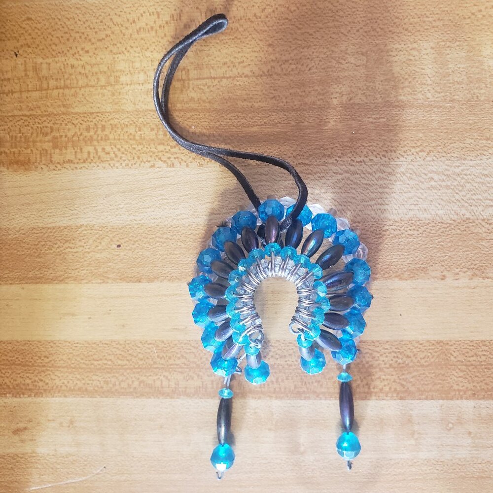 Safety Pin Art Native American Mini Headdress Ornament/Car Decor